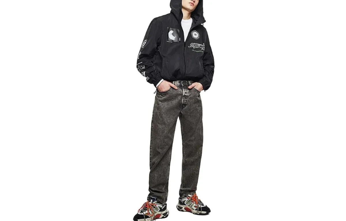 DIESEL Jackets Men's Black Hooded Moderate Other