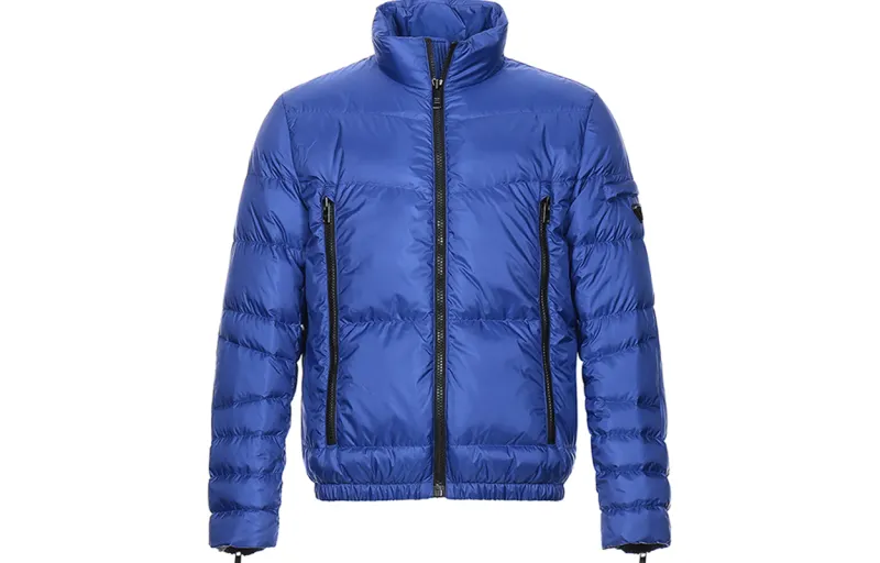 PRADA Down Jackets Men's Royal Blue Stand Collar Moderate