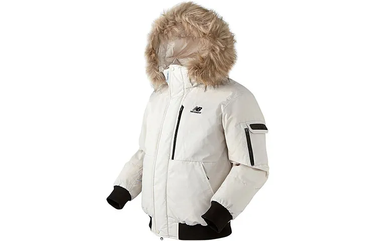 New Balance Down Jacket Korean Style, Winter Unisex Ivory White