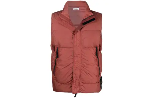 STONE ISLAND Down Vests Unisex Red Stand Collar Moderate