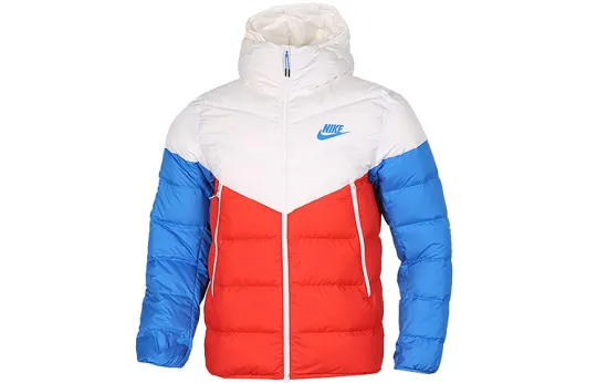 Nike Down Jackets Men's Red Blue White Multicolor Hooded Moderate