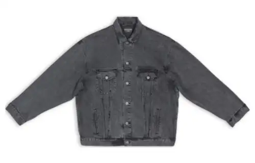 Balenciaga Chinese Valentine's Day FW22 Denim Jacket Loose Fit Men's Black