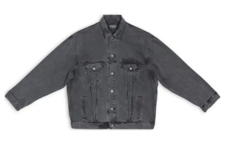 Balenciaga Chinese Valentine's Day FW22 Denim Jacket Loose Fit Men's Black