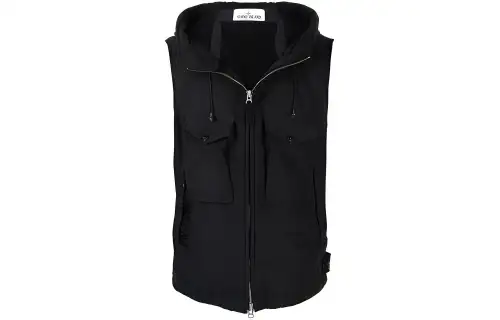 STONE ISLAND Vests Unisex Black Hooded Non Detachable Moderate