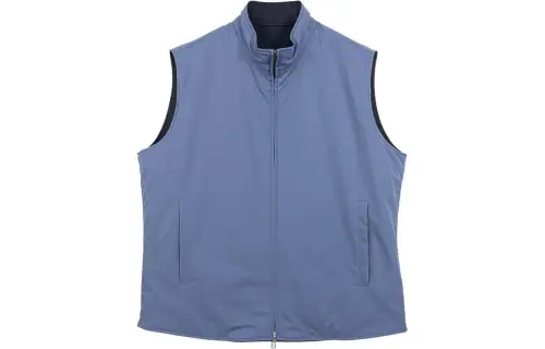 Loro Piana Vests Men's Blue Stand Collar Moderate Other