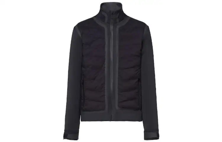 PRADA Jackets Men's Black Stand Collar Moderate Other