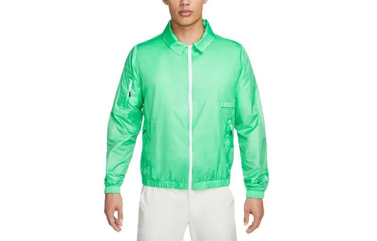 Nike Jackets Men's Spring Green Lapel Moderate Straight Fit