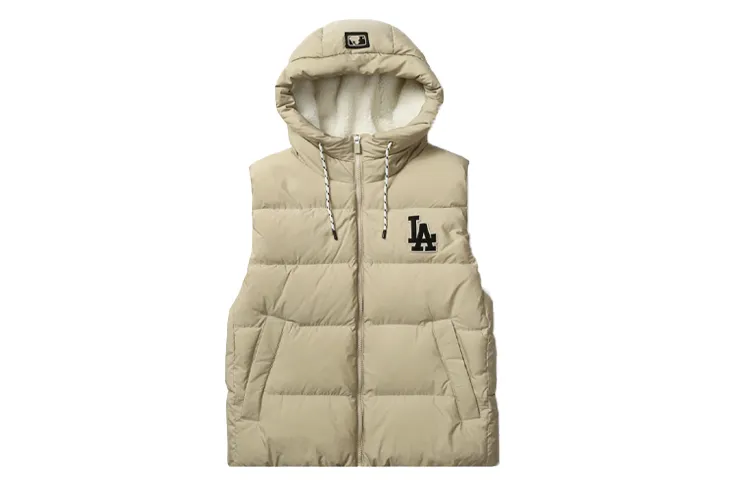MLB Los Angeles Dodgers Down Vests Unisex Ecru Hooded Moderate Other