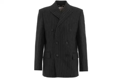 【Zoomed Imagery】pinstriped double-breasted blazer
