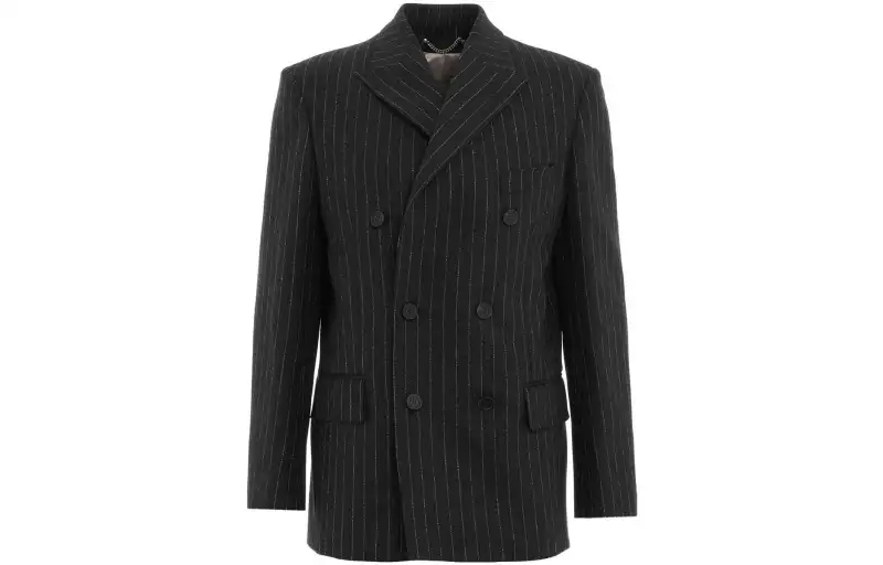 【Zoomed Imagery】pinstriped double-breasted blazer