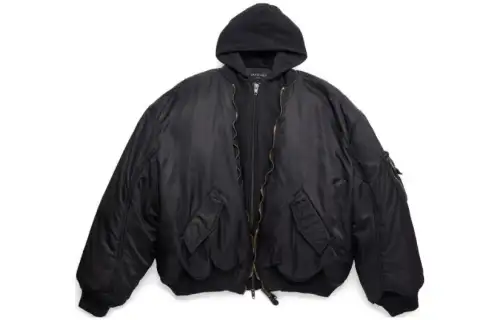Balenciaga Jackets Unisex Black Hooded Non Detachable Moderate Other