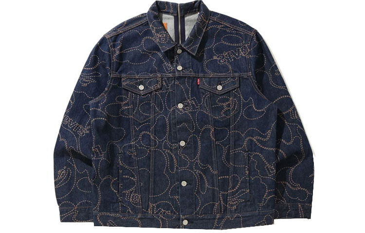 Мужская джинсовая куртка A BATHING APE x Levi's (синяя)