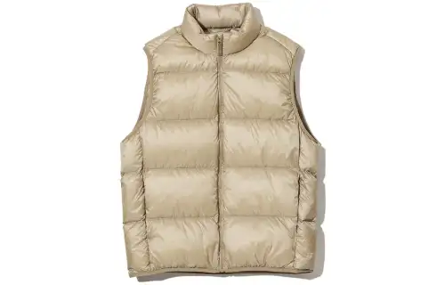 UNIQLO Vests Men's Dark Beige Stand Collar Moderate Other