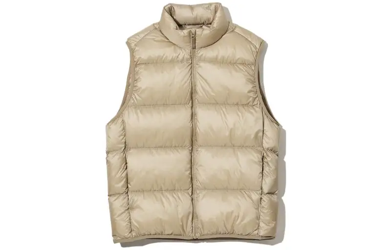 UNIQLO Vests Men's Dark Beige Stand Collar Moderate Other