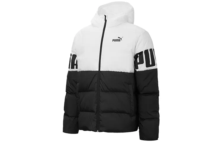 PUMA Down Jackets Men's Black White Hooded Moderate Other
