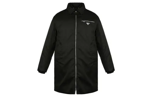 PRADA Down Jackets Men's Black Lapel Thickened Other