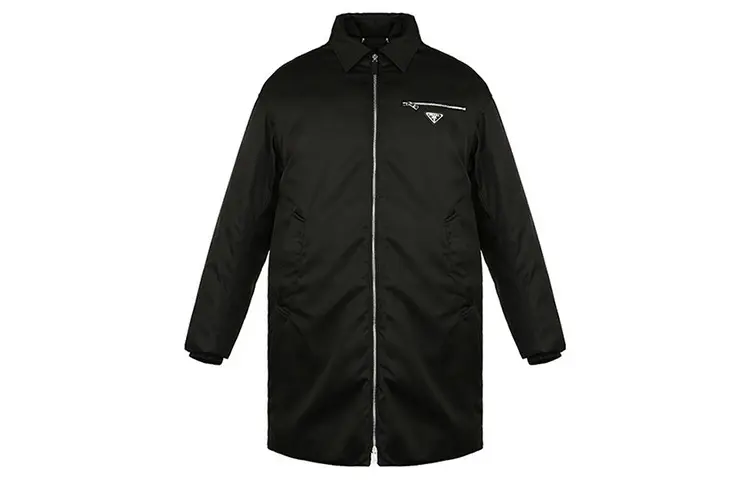 PRADA Down Jackets Men's Black Lapel Thickened Other