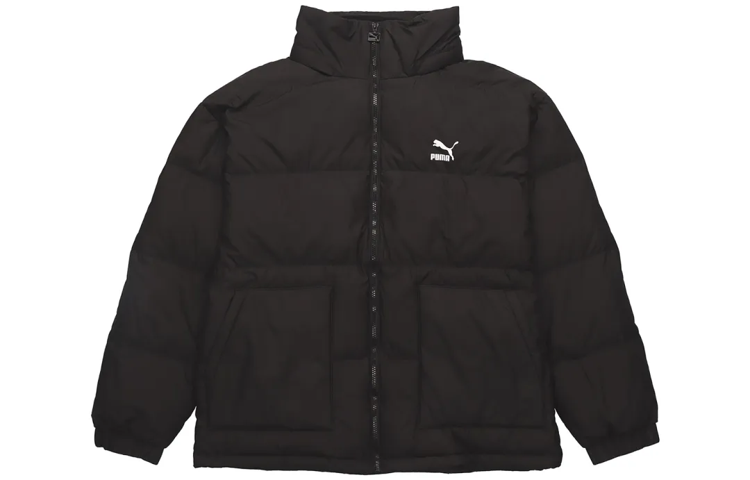 PUMA Down Jackets Men's Black Hooded Moderate Puffer Jacket
