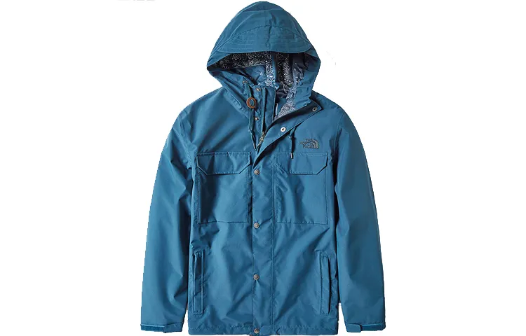 THE NORTH FACE Windbreaker Jackets Men's Blue Hooded Moderate Straight Fit