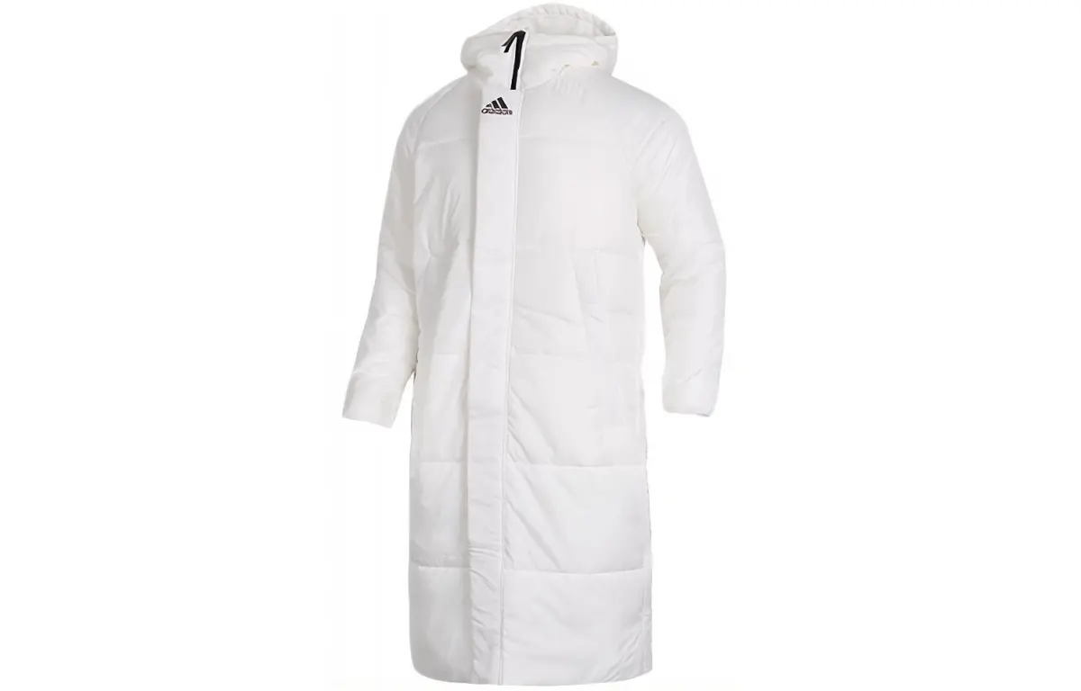 Adidas Puffer Jackets Men's White Hooded (Non-detachable) Moderate Straight Fit