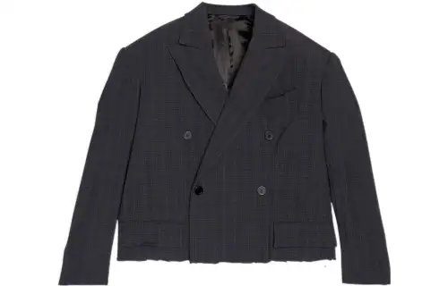 Balenciaga Business Suits Men's Black Suit Collar Moderate Straight Fit