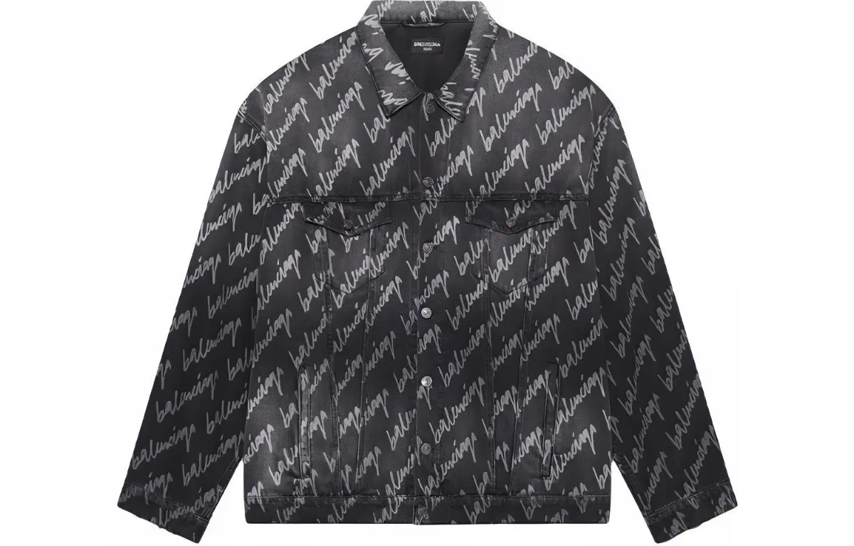 Balenciaga Allover SS22 Denim Jacket Men's Gray