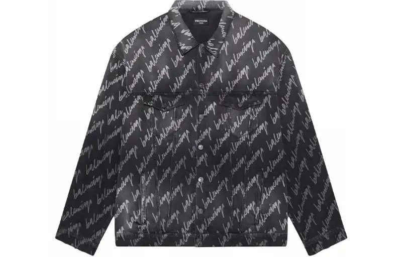 Balenciaga Allover Logo Oversized Jacket