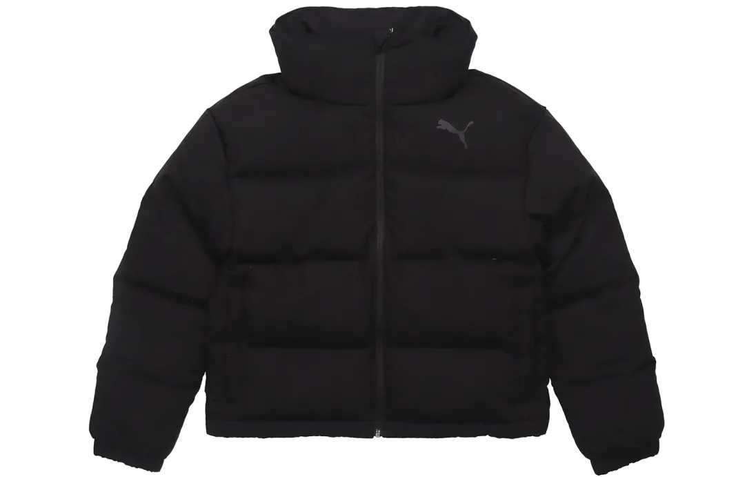 PUMA Down Jackets Unisex Black Stand Collar Moderate Puffer Jacket