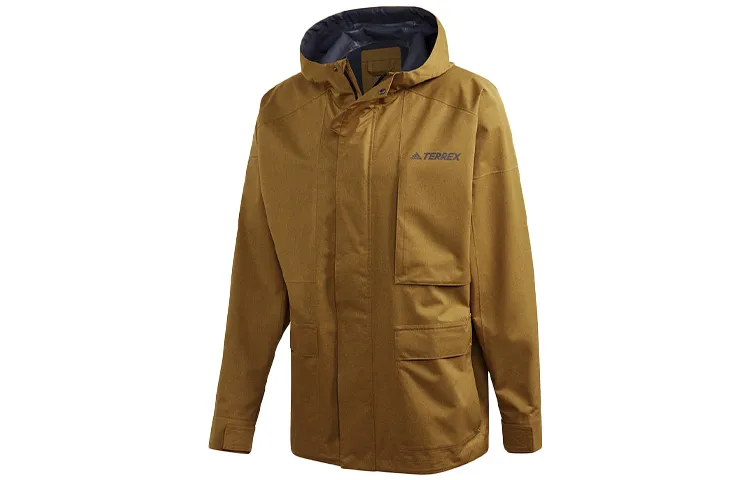 Adidas Outdoor Hiking Waterproof And Windproof Windbreaker Jacket Men's Earth Yellow