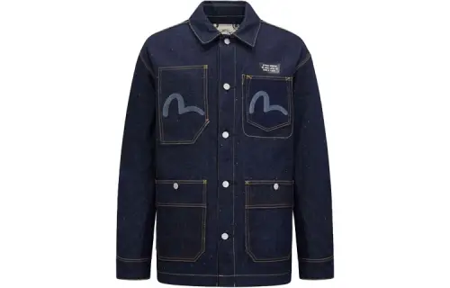 EVISU Denim Jacket Men's Denim Blue/Coffee