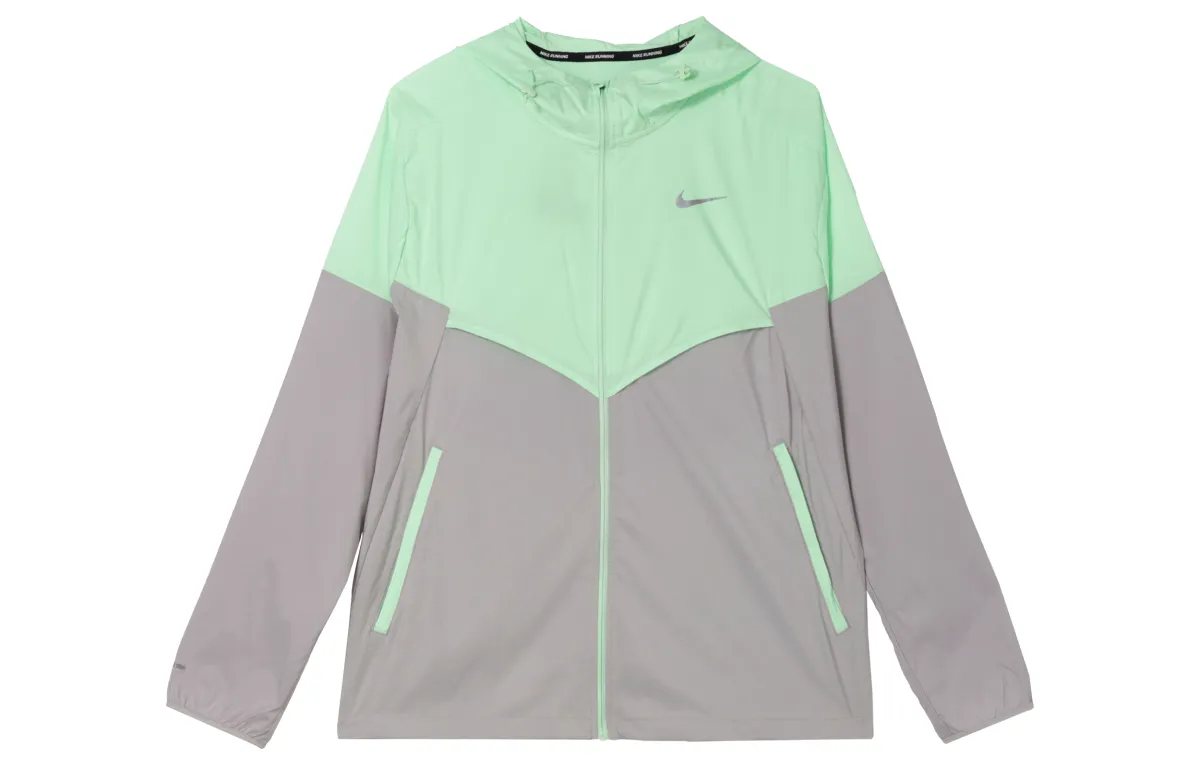 Nike Windrunner Repel Waterproof Running Jacket Green Grey
