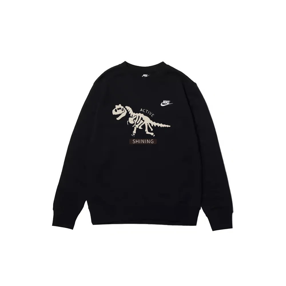 Nike Sweatshirts Men's Black Crew Neck Moderate Straight Fit