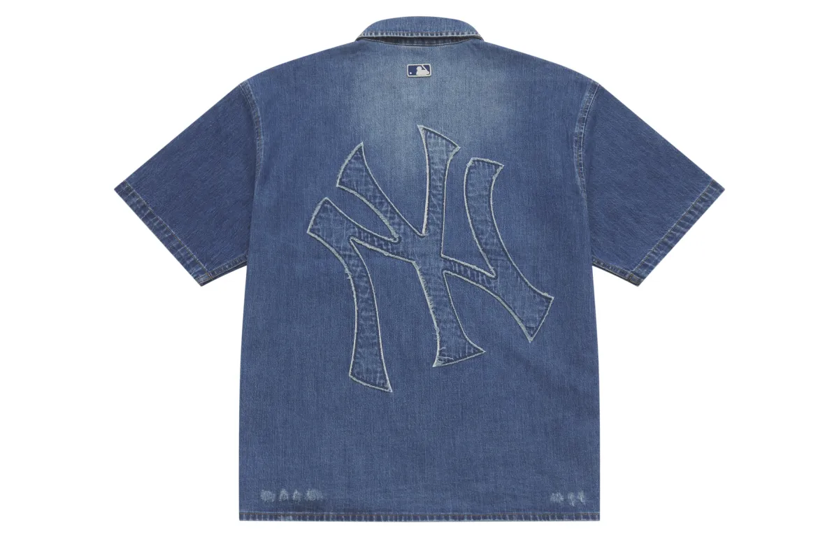 MLB New York Yankees Shirts Unisex Blue (Suggest 1 Size Down) V-neck Moderate