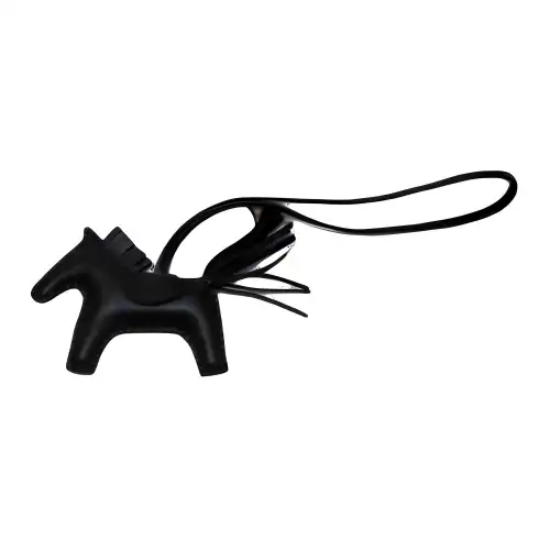 HERMES Animal Pattern Lambskin Charms Women's Black