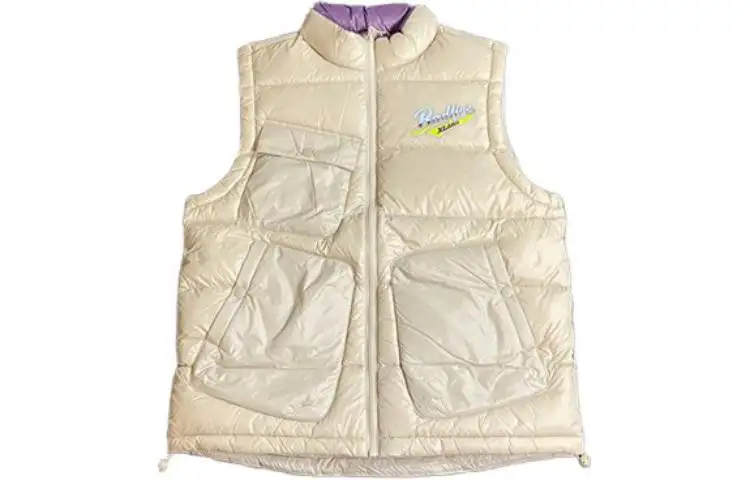 Li Ning BADFIVE Down Vests Unisex Beige Khaki Stand Collar Moderate Other