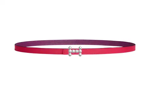 HERMES Calfskin Leather Belts Women's Red Width 13mm