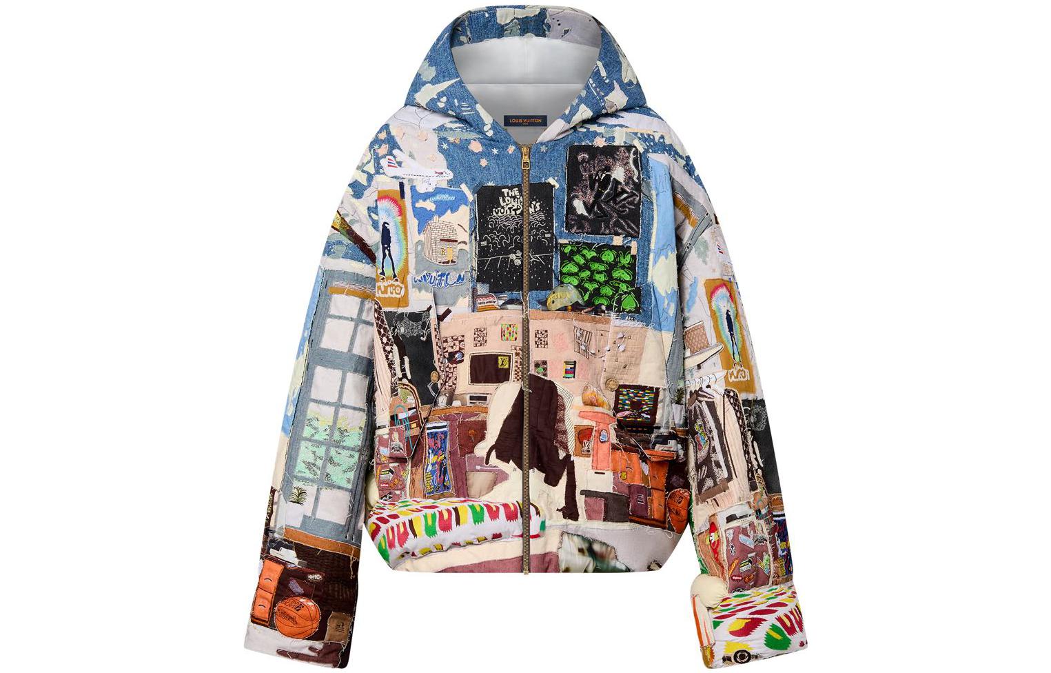 LOUIS VUITTON Made To Order Patchworked Oversized Hooded Blouson