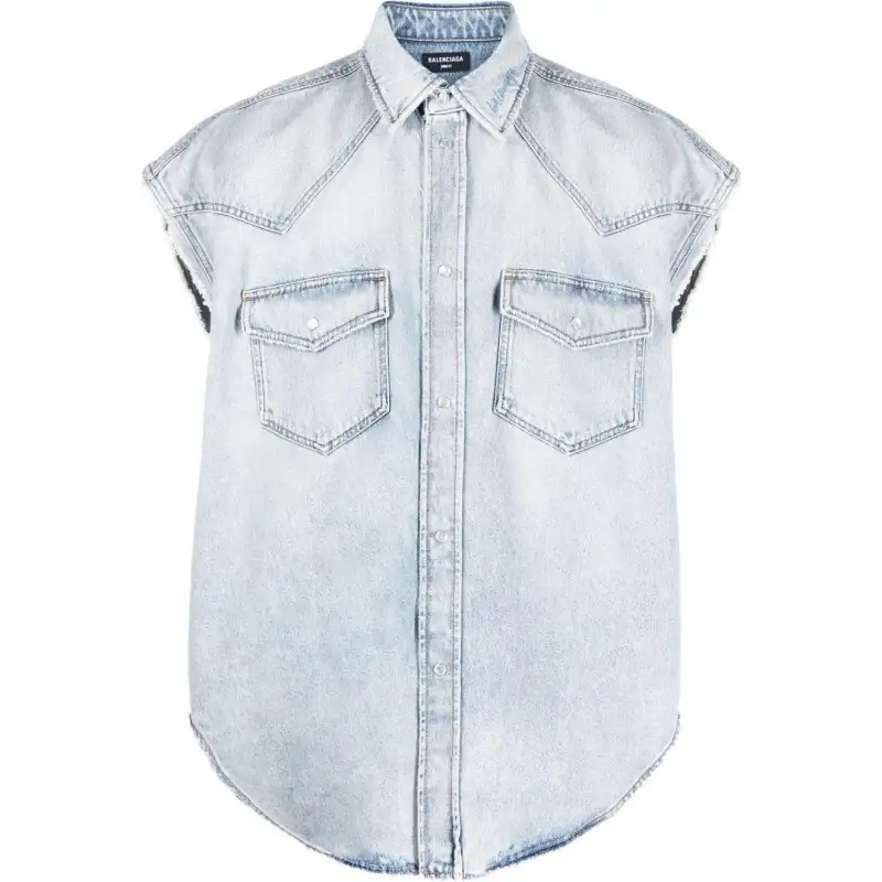 Balenciaga Vests Men's Blue Lapel Other