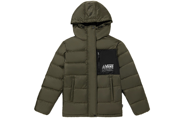 Vans Down Jackets Unisex Army Green Hooded Moderate Other