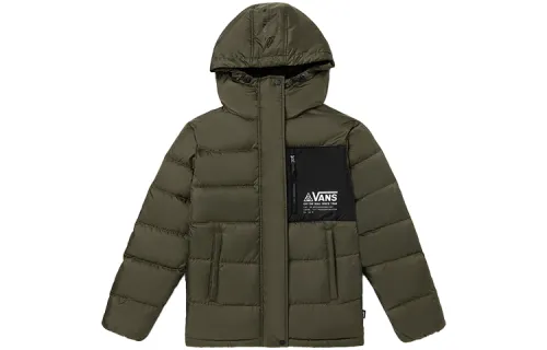 Vans Down Jackets Unisex Army Green Hooded Moderate Other