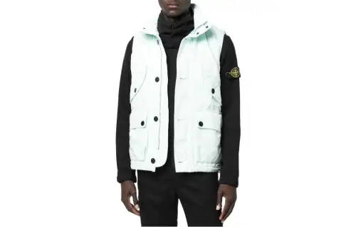 STONE ISLAND Vests Unisex Aqua Blue Stand Collar Moderate Other