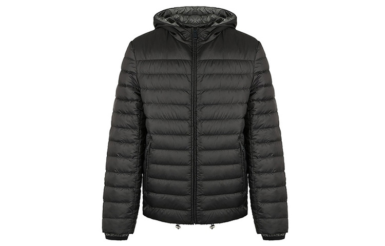 PRADA Down Jackets Men's Black Gray Color Hooded Thin