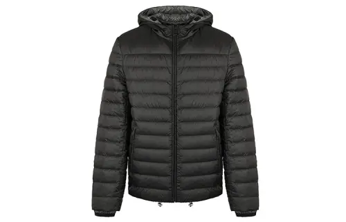 PRADA Down Jackets Men's Black Gray Color Hooded Thin