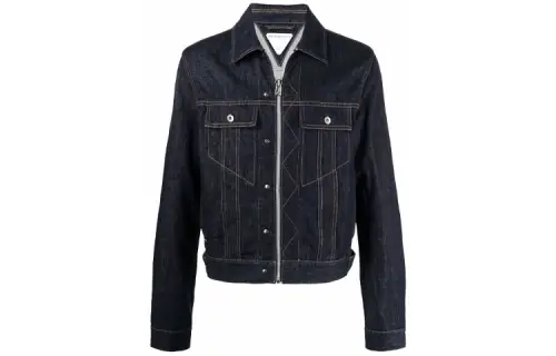 Bottega Veneta Denim Jackets Men's Blue Lapel Moderate Straight Fit