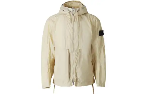 STONE ISLAND Jackets Men's Light Khaki Hooded Non Detachable Moderate Other