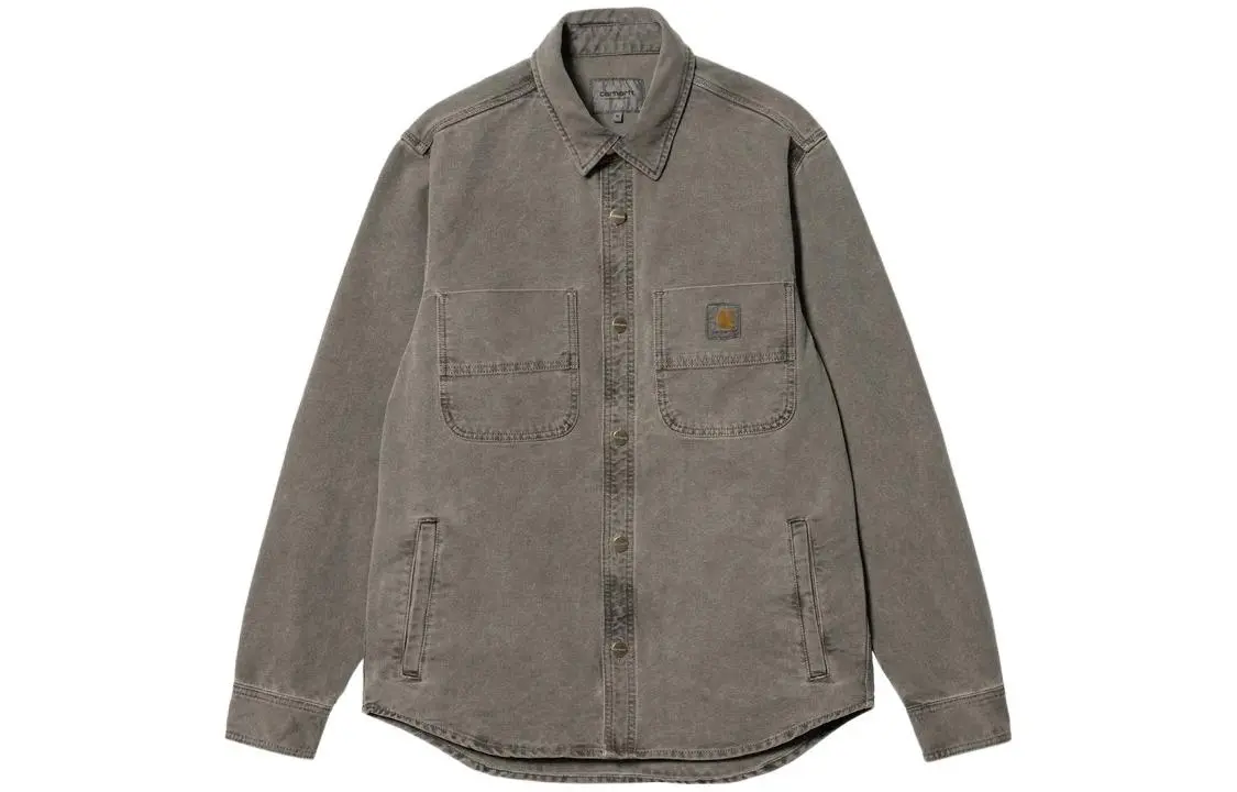 Carhartt WIP Denim Jackets Men's Gray Lapel Moderate Straight Fit