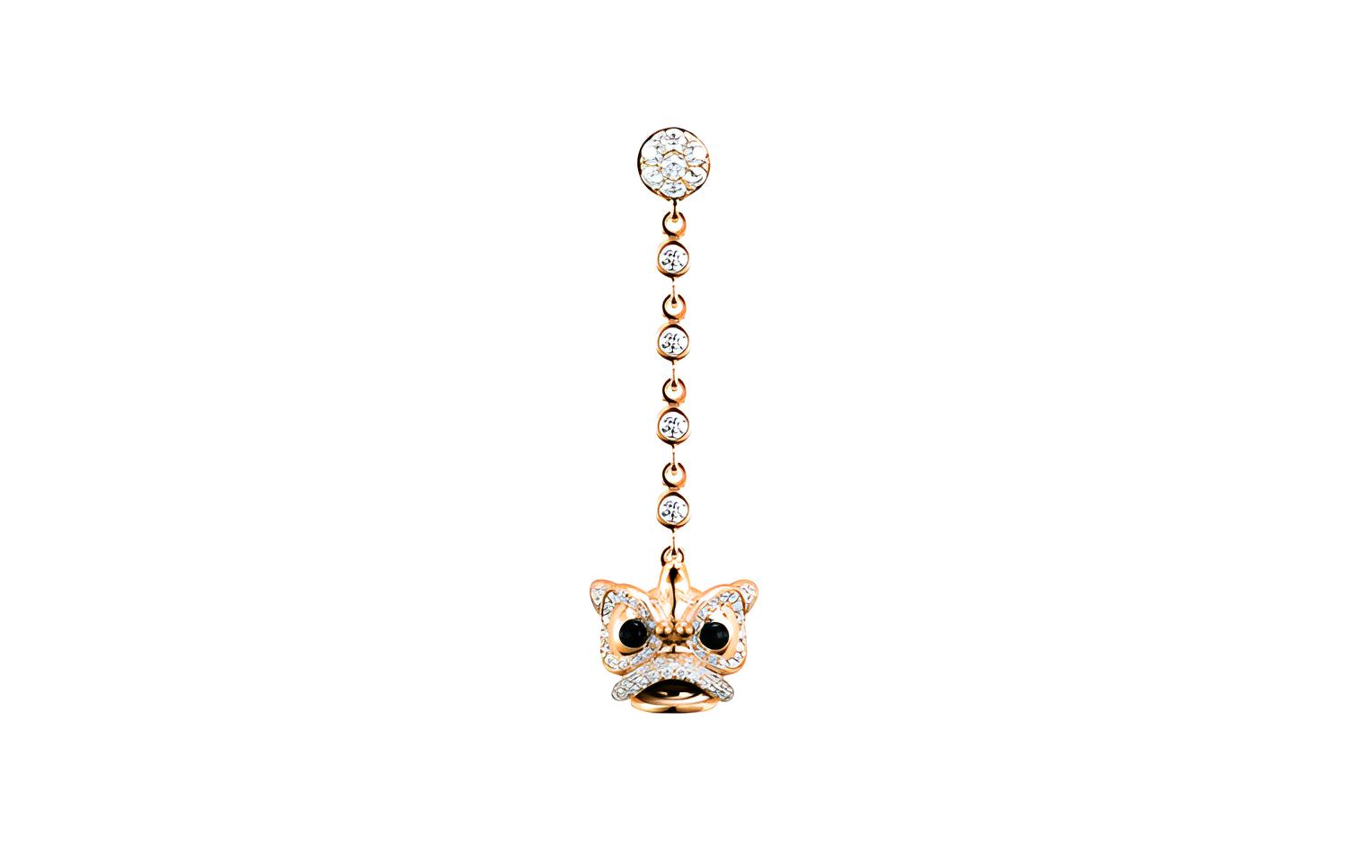 Qeelin Fashionable trend golden diamond agate earrings, 18 carat, pink gold