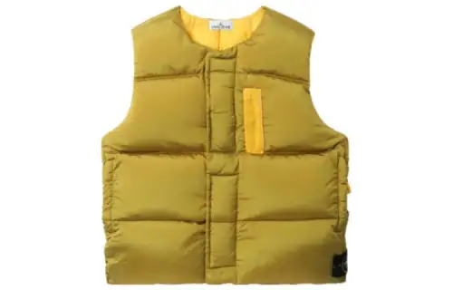 STONE ISLAND Down Vests Unisex Yellow Collarless Moderate