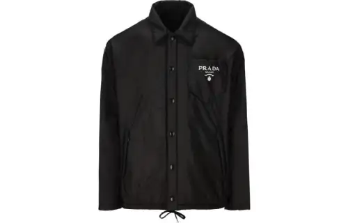 PRADA Jackets Men's Black Lapel Moderate Other