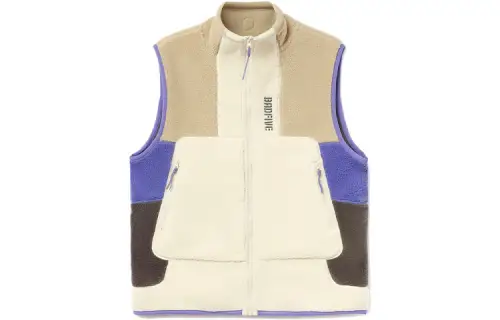 Li Ning Badfive Color Blocked, Fleece Lined, Warm, Loose Fit, Stand Collar Vest Men's Khaki